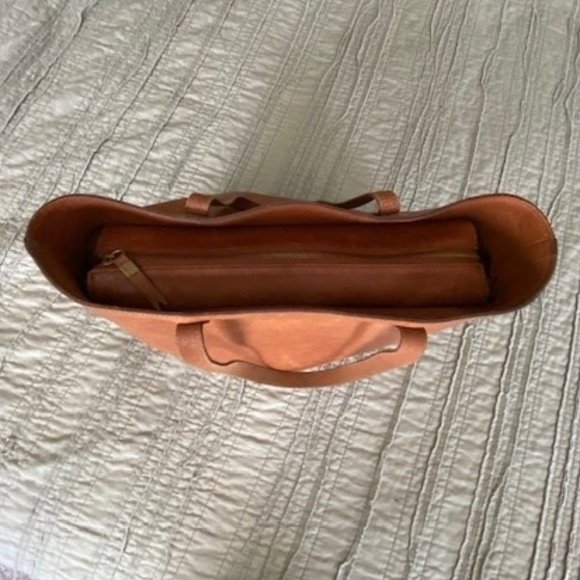 Madewell Zip-Top Transport Tote Handbag English Saddle - Picture 4 of 8
